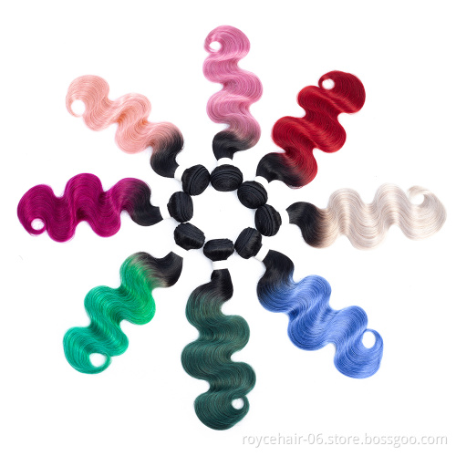 High quality  10A Mink Brazilian Virgin Hair Body Wave  Bundles Ombre Colors Human hair Body wave Curly bundles  1B Green